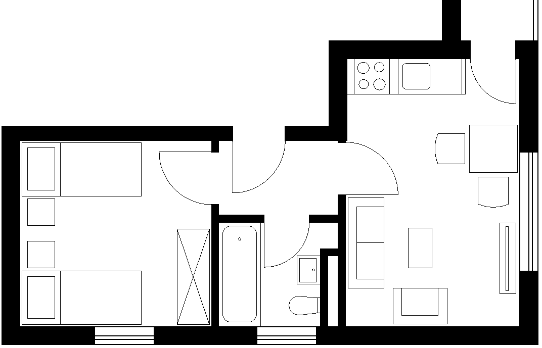 Floor plan of our holiday apartment, type A2