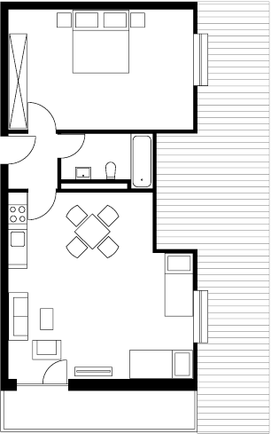 Floor plan of our project apartment type R2, Rieschstr. 8